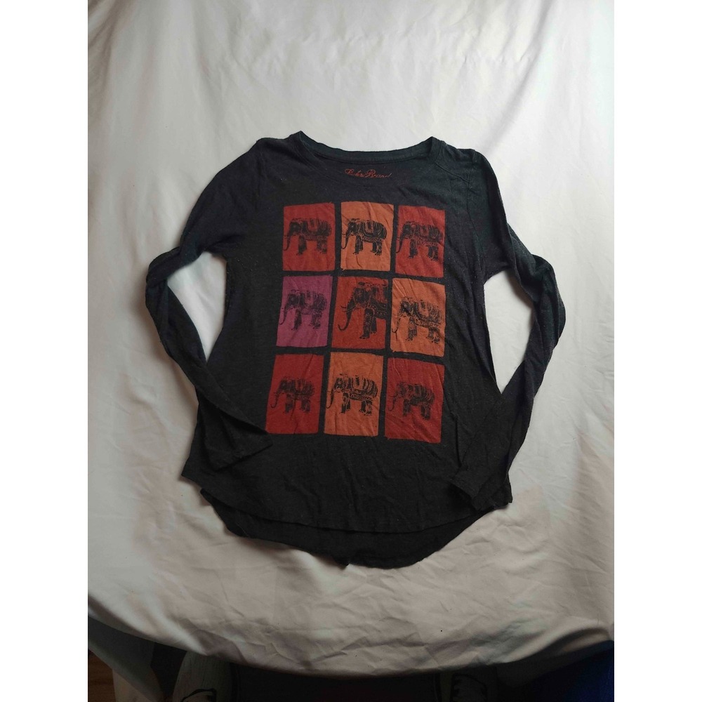 Lucky Brand Top Womens S Elephant All‎ Over Print Eclectic Indie Earthcore Boho